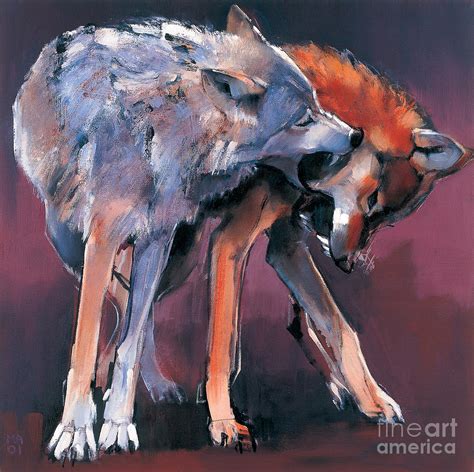 Two Wolves Painting by Mark Adlington