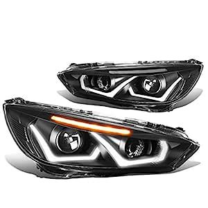 DNA Motoring HL HPL LED FF16 BK CL1 Dual U Halo Projector Headlight