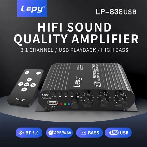 LEPY AMPLIFICADOR LP 838USB Con Bluetooth 5 0 Dispositivo De 3 CANALES