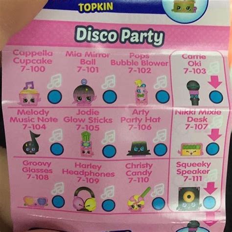 Shopkins Season 7 Checklist Disco Party Toy Tiny