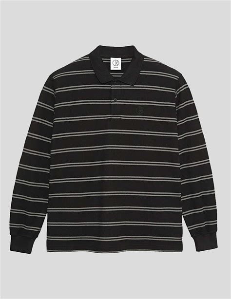 Camiseta Polar Skate Co Stripe Ls Polo Black