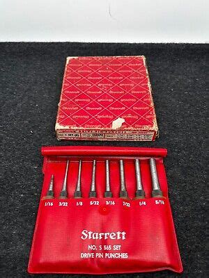 Vintage Starrett S Drive Pin Punch Set Piece With Box And Case Ebay