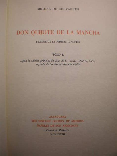 Don Quijote De La Mancha Vol Menes Facs Mil De La Primera