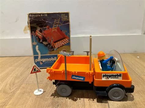 Playmobil Vintage City Chantier Camion Benne Orange Set De