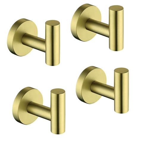 Atking 4 Pieces J Hook Robetowel Hook In Stainless Steel Brushed Gold