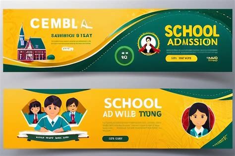 Premium Photo Creative School Admission Banner Design Template