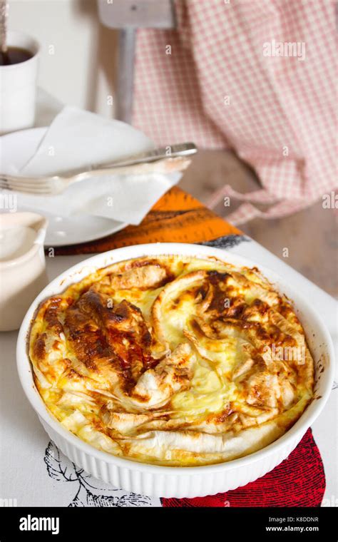 Traditional Bulgarian pastry Banitsa with Greek yogurt. Useful breakfast. Rustic style ...