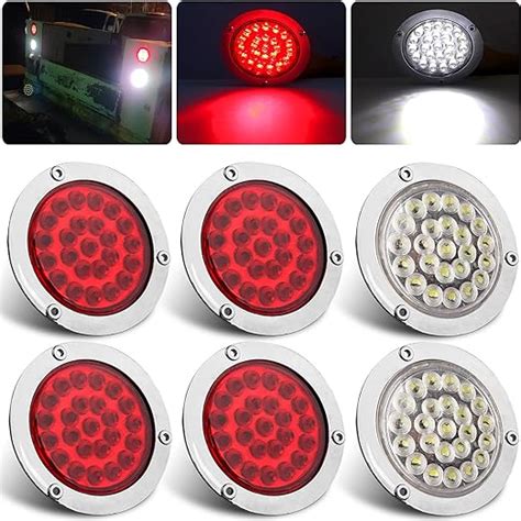 Amazon 6Pcs 4 Inch Round Led Trailer Tail Lights Kit 4 Red 2