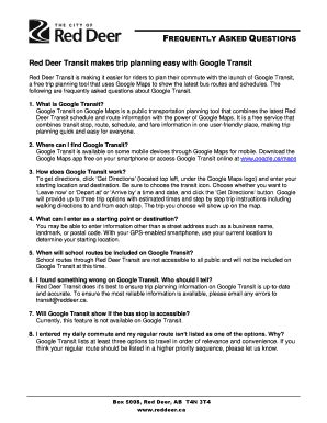 Fillable Online Red Deer Transit Makes Trip Planning Easy With Google