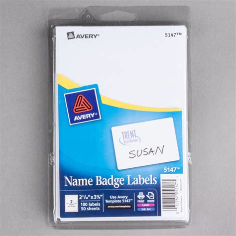 Avery 5147 2 1 3 X 3 3 8 White Printable Self Adhesive Name Badges