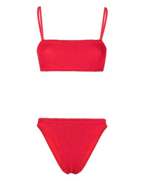 Hunza G Gigi Crinkled Bikini In Red Lyst