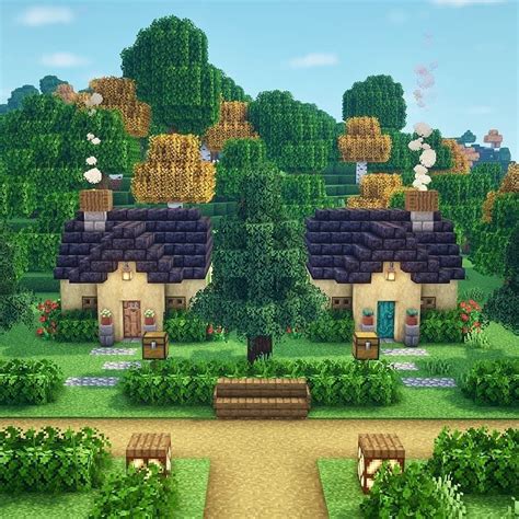 Minecraft Builds Tutorials On Instagram Two Cute Houses Credit