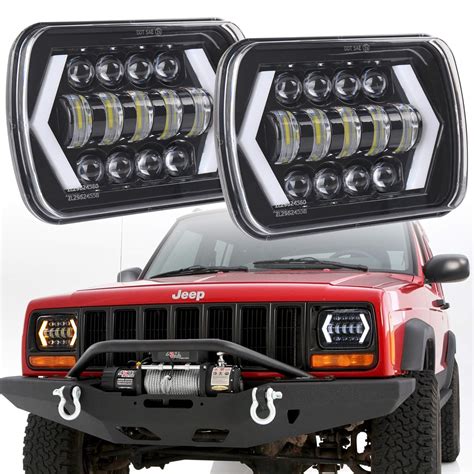 X Inch Halo Led Headlights Smoked Lens X Inch Square Led Headlamp