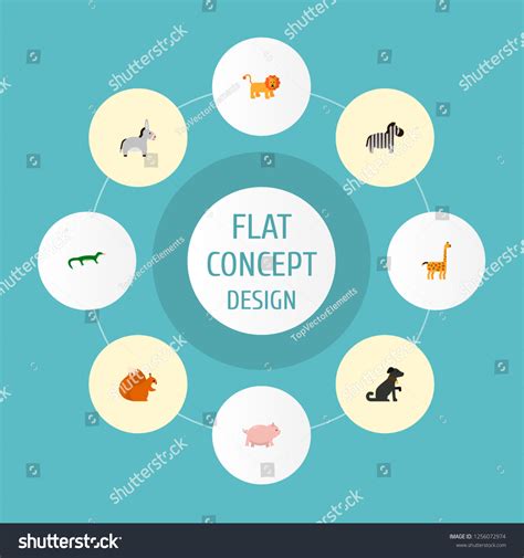 Set Alive Icons Flat Style Symbols Stock Vector Royalty Free