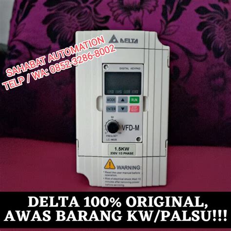 Jual Inverter Delta 1 5 KW 2HP 220V VFD VSD 1Phase 3Phase 220V