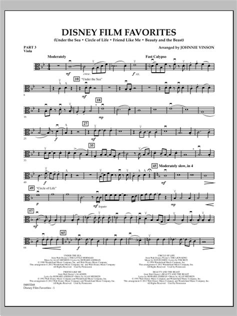 Disney Film Favorites Pt3 Viola By Johnnie Vinson Sheet Music For