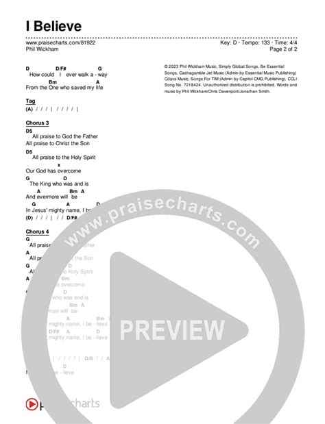 I Believe Chords Pdf Phil Wickham Praisecharts