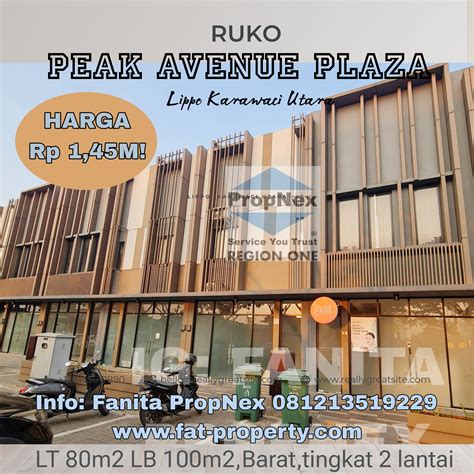 Dijual Ruko Peak Avenue Plaza Lippo Karawaci Utara 512 M2 2 Lantai