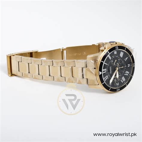 Fossil Mens Chronograph Quartz Gold Stainless Steel Black Dial 44mm Watch Fs5267 Royalwristpk