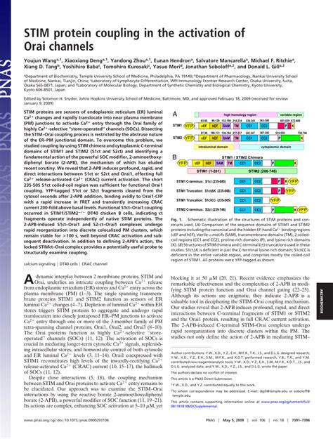 Pdf Stim Protein Coupling In The Activation Of Orai Channels