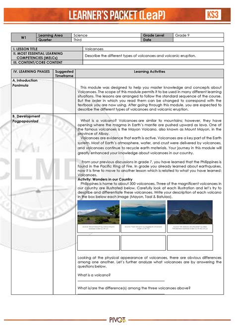 Lea P Science G9 Week 1 Q3 W1 Learning Area Science Grade Level Grade