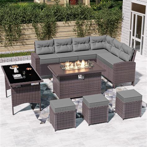 Amazon Kullavik 8 Piece Outdoor Patio Furniture Set Wicker Rattan