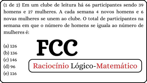 Fcc Racioc Nio L Gico Matem Tico Duas Quest Es Nq Youtube