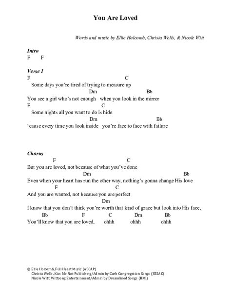 You Are Loved Chords Pdf Ellie Holcomb Praisecharts Hot Sex Picture