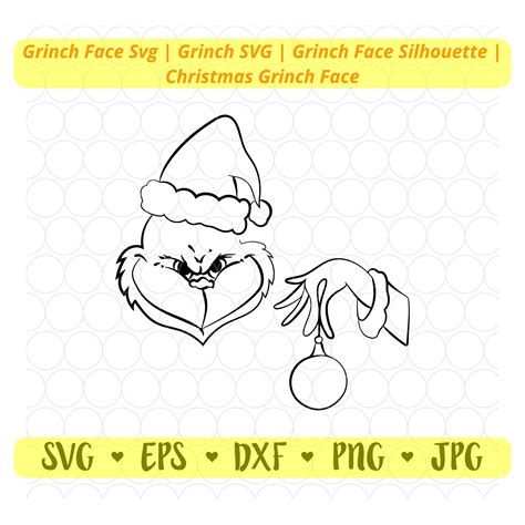 Grinch Face Svg Grinch SVG Grinch Face Silhouette Grinch - Etsy