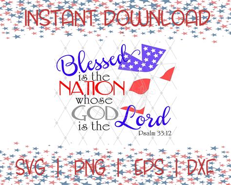 Patriotic Svg Blessed Is The Nation Whose God Is The Lord Psalm