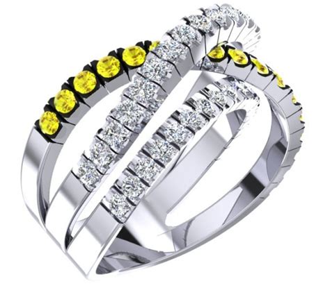 Ronaldo diamond & sapphire 18k gold crossover fancy band ring italy H2