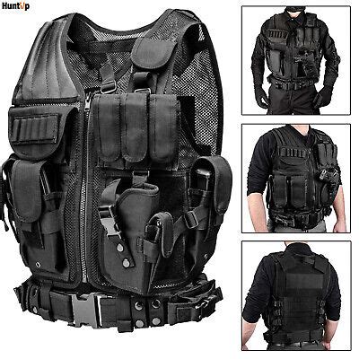 Military Tactical Vest With Holster Molle Airsoft Assault Combat Plate