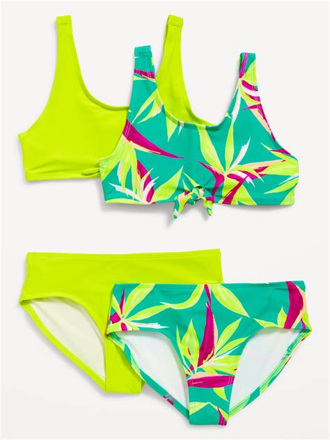 Old Navy 4 Piece Tie Front Bikini Swim For Girls Blue 567028022