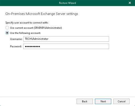 Step 3 Specify User Account Veeam Backup For Microsoft 365 Explorers