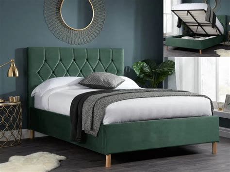 Birlea Loxley Ft King Size Green Fabric Ottoman Bed Frame