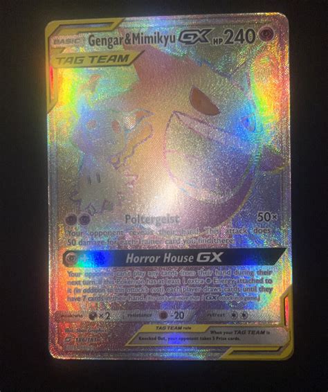 Pokemon Card Gengar Mimikyu GX 186 181 Secret Rainbow Rare Tag Team