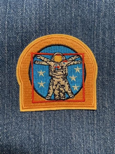 Vitruvian Astronaut Iron On Patch Da Vinci Astronaut Space Etsy