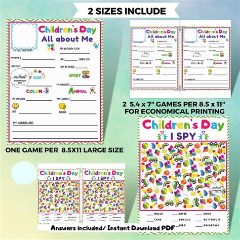 Children's Day Games, Printable Games for Kids, Kids Trivia, Party Game ...