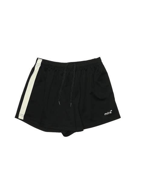 Mitre 100 Polyester Color Block Solid Black Athletic Shorts Size M