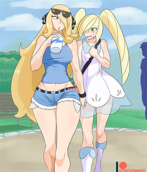 Cynthia And Lusamine3 By Zeromomentai On Deviantart Anime Chibi Cute Pokemon Wallpaper Anime