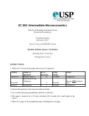 Ec Exam Pdf Ec Intermediate Microeconomics Faculty Of