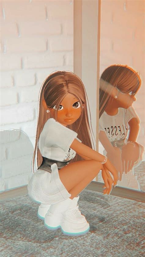 A Doll Sitting On The Ground In Front Of A Mirror