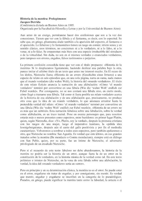 PDF Historia De La Mentira DERRIDA PDFSLIDE NET