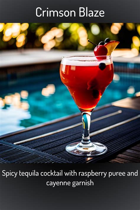 Crimson Blaze Spicy Tequila Cocktail With Raspberry Puree And Cayenne Garnish