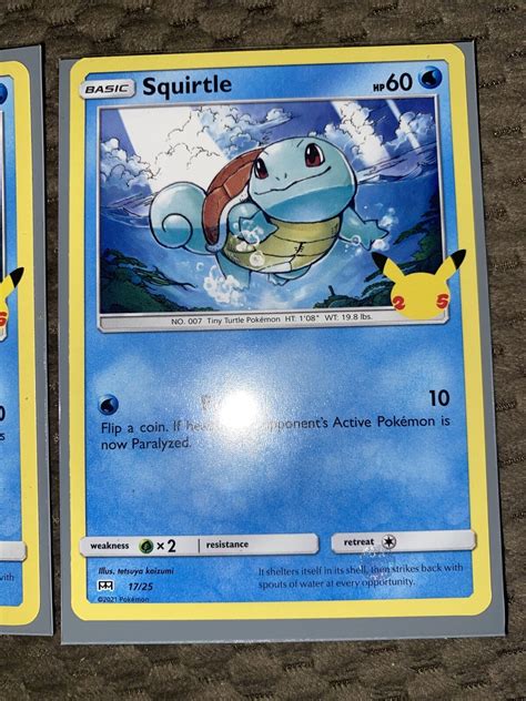 Squirtle 1725 Non Holo Pokemon Card 25th Anniversary Mcdonalds Promo