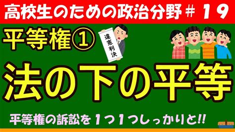 【高校生のための政治・経済】法の下の平等19 Youtube