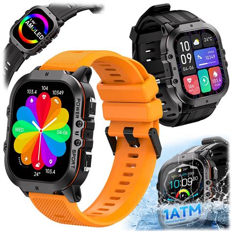 SMARTWATCH MĘSKI ZEGAREK SPORTOWY WODOSZCZELNY 1ATM AMOLED ROZMOWY MENU