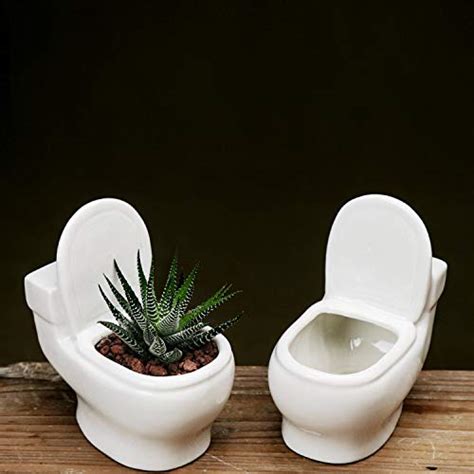 Toilet Flower Pots Creative White Ceramic Toilet Succulent Planter Pot