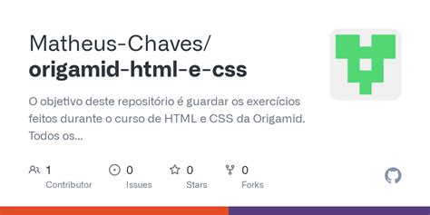 GitHub Matheus Chaves Origamid Html E Css O Objetivo Deste