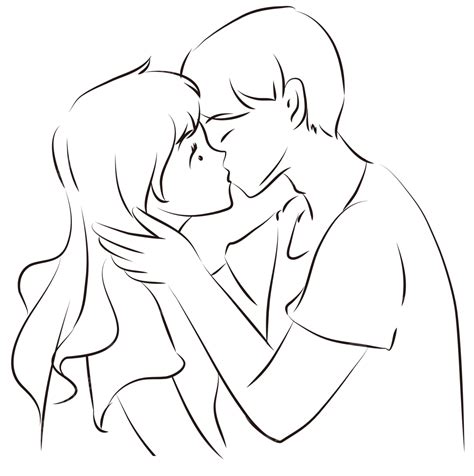 Dibujo De Líneas Pareja Besándose Png Dibujos Día Internacional De Besos Día Del Beso Beso El